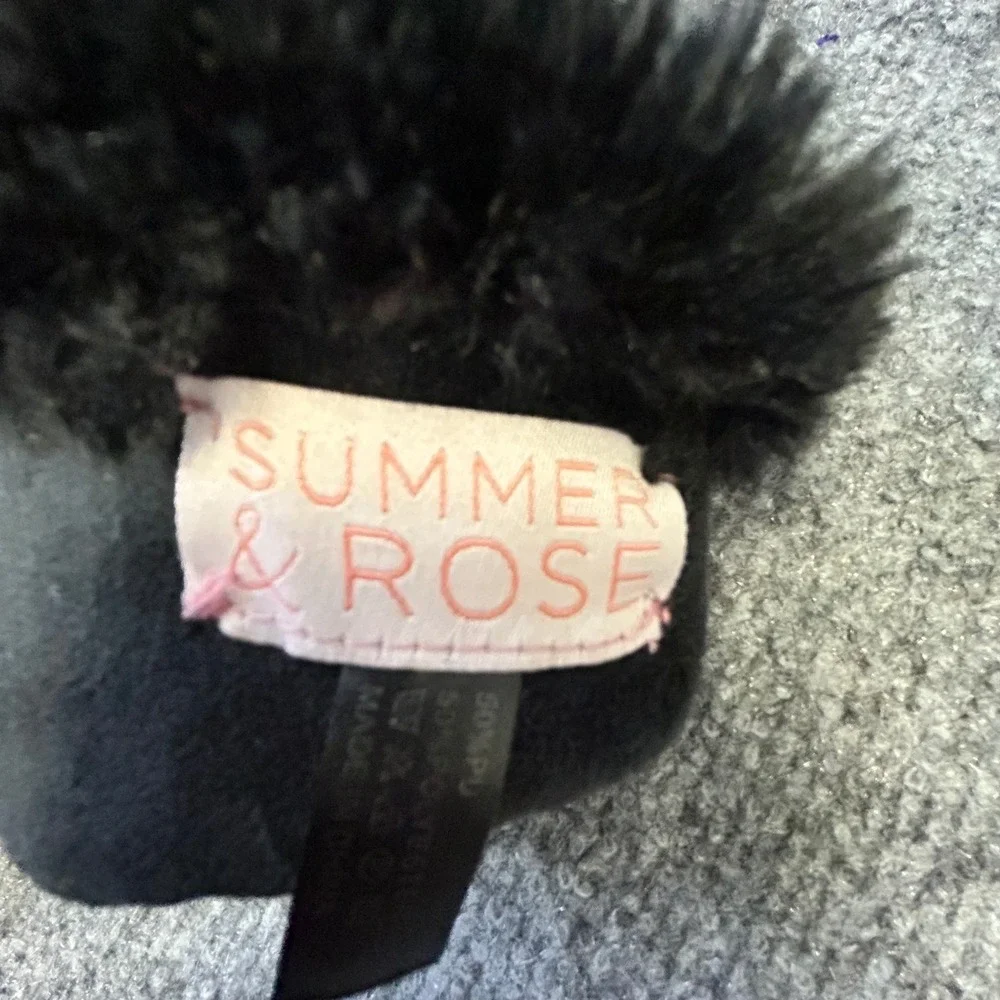 Summer & Rose Gloves Womens Size OS Black Faux Leather Fur Cuff Chic Winter Warm